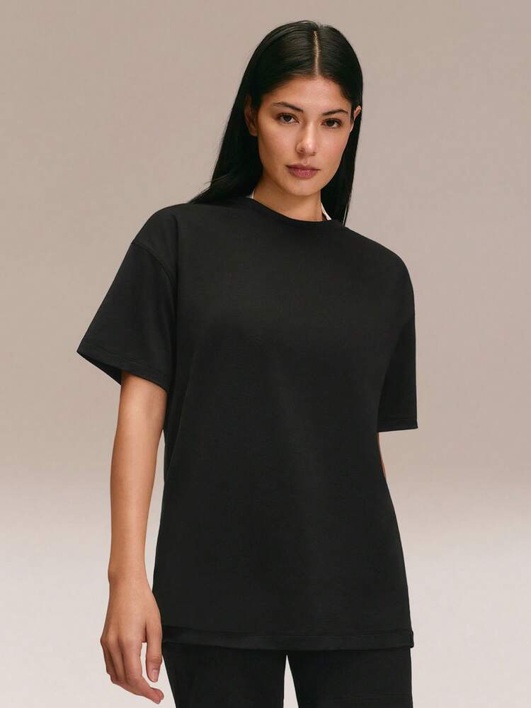 CloudKnit Float On Hip Length Soft Sweat-Wicking Relaxed Fit Crewneck Tee Gym Outdoors Daily Casual Wear