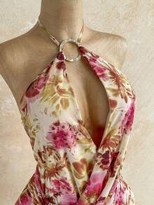 Soleia Women's Sexy Backless Floral Print Mini Dress, Beach Vacation Style - Multicolor - View 3