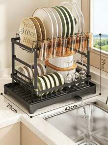 1 Dish Storage Rack, Daily Leisure Home Storage, Set Of Drain Racks Above The Kitchen Countertop Sink, Detachable Large Capacity Double-Layer Drain Rack, - Multicolor - View 11