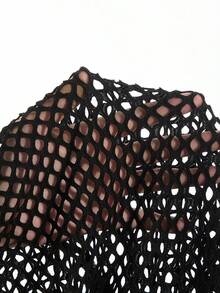 Mistrie Đầm ngắn nữ mới, ôm sát và tôn dáng, với họa tiết lưới in hình và khẩu hiệu, thích hợp cho chụp ảnh đường phố, các lễ hội âm nhạc. - trắng - Xem 5