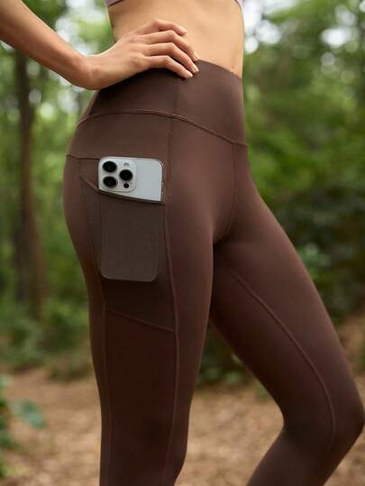 SHEIN In My Nature 女士纯色休闲户外修身裤，带口袋