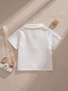 Souflis Souflis Baby Boy Cute Comfortable Versatile All-Match Casual Fashionable Textured Fabric Top - Beige - View 2