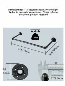 1 Giá Treo Quần Áo Gắn Tường Bằng Ống Công Nghiệp 36 Inch, Thanh Treo Quần Áo Màu Đen Chịu Lực Cao, Thích Hợp Cho Phòng Ngủ, Lối Vào, Khu Phơi Quần Áo, Trưng Bày Quần Áo Bán Lẻ - màu đen - Xem 5