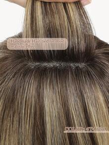 10英寸女士假发片，真人发丝，适合头发稀疏的女性；3.5*4英寸蕾丝假发片，带刘海，夹式接发片 - S4T/4/27A - 查看 7