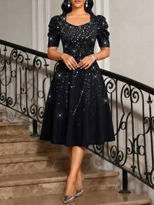 SHEIN Lady Summer Dress Elegant Dress Holiday Dress - Black - View 1