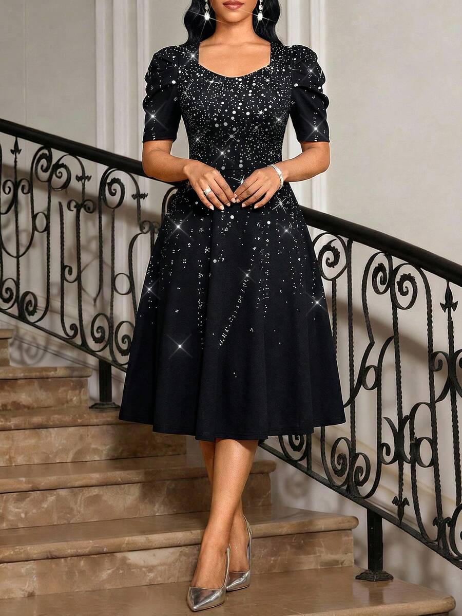 SHEIN Lady Summer Dress Elegant Dress Holiday Dress - Black - View 1