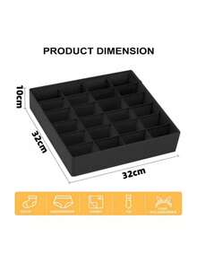 布艺抽屉分隔盒 多隔层内衣收纳盒 大容量袜子文胸收纳盒 家居卧室衣柜整理 节省空间 可折叠设计 - 黑色 - 查看 9
