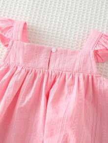 Cozy Pixies Baby Girl Butterfly Pattern Square Neck Sleeveless Top And Elastic Waist Shorts 2 Pieces Set - Pink - View 6