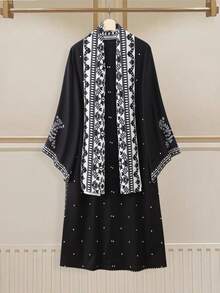 GlowEve Women's Elegant Mid-Length Dress - Multicolor - View 2