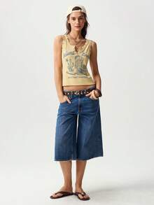 Bohemela Áo tank top dệt kim màu vàng phong cách boho mùa hè, thường ngày, thích hợp cho kỳ nghỉ lễ Phục sinh, lễ hội âm nhạc, họa tiết cao bồi miền Tây cổ điển dành cho nữ. - Màu vàng - Xem 7