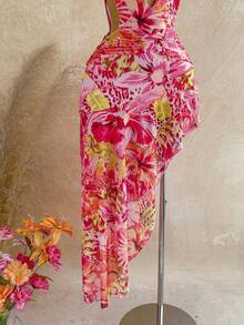 Soleia 女士全印花露背不对称下摆连衣裙 - 彩色 - 查看 5