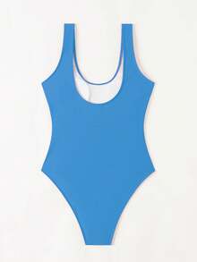 Swim SXY Traje de baño de una pieza de unicolor casual para mujer 2026 - Azul cielo - Ver 4