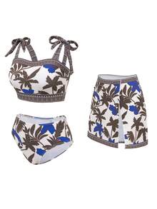 Swim Oasis Women's Summer Tight-Fitting Printed Vacation Sexy 3 PiecesSwimsuit Set - Multicolor - View 3