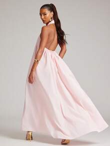 NYA SZN Dress Sleeveless Maxi Length Collared Ruched Gathering Preppy Easter St. Patricks Day Brunch Casual Everyday Going Out Party Special Occasion Travel Vacation Office Siren Western Country Date Night Elegant Luxury Outfits For Women - Pink - View 2