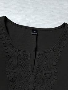 SHEIN LUNE CURVE 大码梭织休闲夏季女式衬衫 - 黑色 - 查看 4