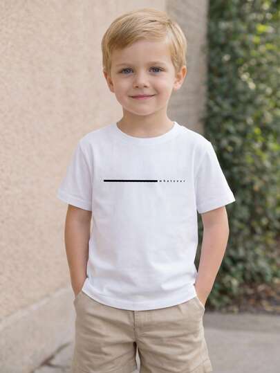 Young Boy Casual Versatile Short Sleeve Round Neck T-Shirt, Summer
