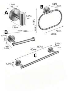 Drilling Holes Ensures A More Secure Installation. Stainless Steel Towel Bar, Bathroom Towel Rack, Tissue Holder, Drilled Hook, Multi-Functional Storage Rod (1 Piece) - Silver - View 7