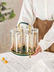 1pc Exquisite Gold Wrought Iron Reindeer Cup Holder/Drainer Rack. Perfect For Displaying Glassware, Mugs, Vacuum Insulated Cups, And Wine Glasses. A Central Decorative Piece, Suitable As A Holiday Gift For Home Kitchens, Living Rooms, Tea Rooms, Dining Rooms, Bars, And Cafes. Ideal For All Seasons. - Multicolor - View 10