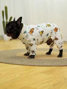 Đồ ngủ cho chó, bộ đồ liền thân thoải mái, quần áo chăm sóc chó. - trắng - Xem 15