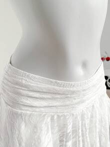 Comfortcana Falda corta asimétrica con encaje para mujer - Blanco - Ver 4