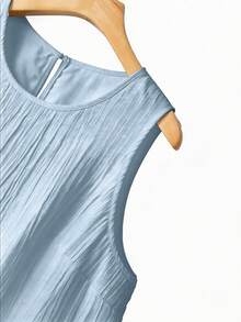 GlowEve CURVE Plus Size Women Textured Round Neck Sleeveless Camisole And Tank Top - Baby Blue - View 3