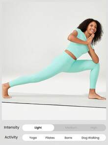 GLOWMODE FeatherFit™ Focus Drawstring Pleated Short Sleeve Tee Light Support Low Impact Yoga Pilates Studio Gym - Mint Blue - View 5