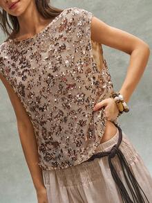 Bohemela Casual Beaded Loose Blouse For Women, Spring/Summer - Champagne - View 4