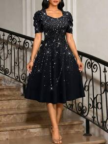 SHEIN Lady Summer Dress Elegant Dress Holiday Dress - Black - View 3