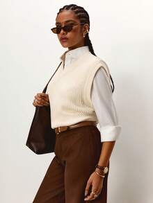 无腰带阔腿牛仔裤 - 棕色 - 查看 5