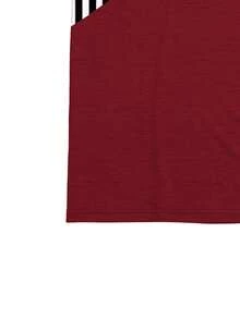 印花拼接图案罗纹V领短袖休闲加大码T恤，春夏款 - 彩色 - 查看 3