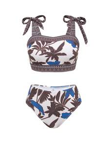 Swim Oasis Women's Summer Tight-Fitting Printed Vacation Sexy 3 PiecesSwimsuit Set - Multicolor - View 4