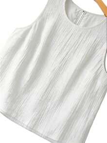 GlowEve CURVE Plus Size Women Textured Round Neck Sleeveless Camisole And Tank Top - Beige - View 3