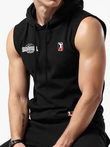 Gym Rark 男士字母印花连帽运动背心 - 黑色 - 查看 4