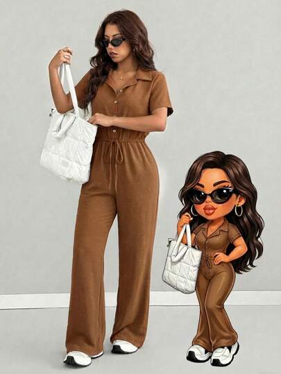 Vestido tipo mono manga corta sexy elegante formal camisero enterizo jumper mujer manga larga juvenil moda amplio fiesta wow ligero muy espectacular