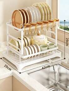 1 Dish Storage Rack, Daily Leisure Home Storage, Set Of Drain Racks Above The Kitchen Countertop Sink, Detachable Large Capacity Double-Layer Drain Rack, - Multicolor - View 12