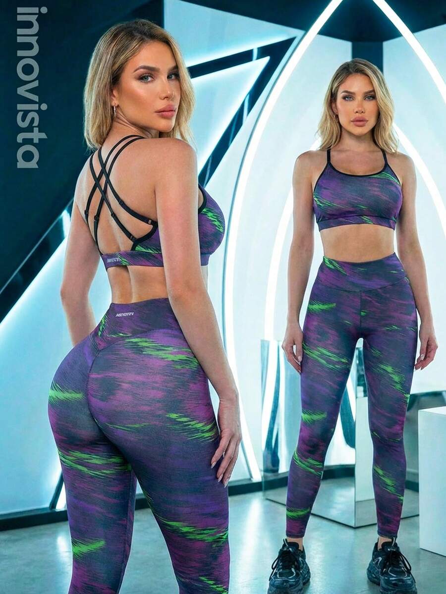 Innovista Women's Minimalist Printed Criss-Cross Tie Tennis Top