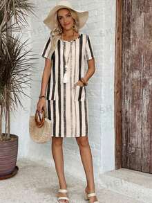 EMERY ROSE Đầm ngắn kẻ caro tối giản, thoải mái dành cho nữ, thích hợp cho mùa hè. - Nhiều màu - Xem 5