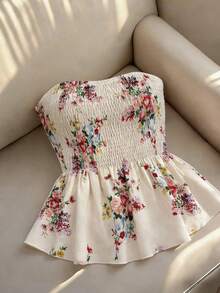 Elenzga Top bandeau con estampado floral para mujer - Multicolor - Ver 4