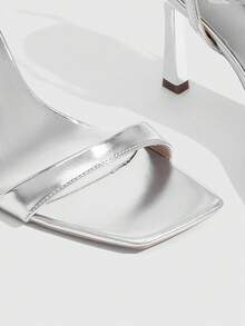 CUCCOO SZL Women Shoes Spring And Summer New Silver Ankle Strap Women's High Heel Sandals Stylish Simple Comfortable Versatile Sexy Party Banquet Women's Sandals Summer Shoes - @silver - View 5