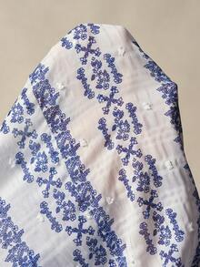 Bohemela 女士休闲宽松梭织裤，适合度假穿着 - 藍白色 - 查看 9