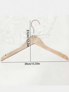 SHEIN 1 Móc treo đồ bằng gỗ đính ruy băng ngọc trai giả - Móc treo đồ cưới cho cô dâu, Móc treo quần áo nhẹ, Quà tặng thanh lịch cho cô dâu, cặp đôi mới cưới, Trang trí đám cưới - Màu be - Xem 3