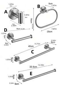 Drilling Holes Ensures A More Secure Installation. Stainless Steel Towel Bar, Bathroom Towel Rack, Tissue Holder, Drilled Hook, Multi-Functional Storage Rod (1 Piece) - Silver - View 9
