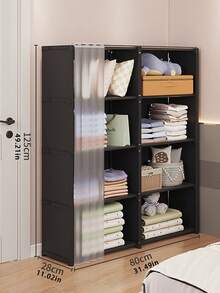 1 Small To Medium-Sized, Multi-Functional Cube Bookshelf/Wardrobe, 31.5 Inches Wide / 15.7 Inches Wide, Freestanding Display Floor-Standing Assembled Storage Shelf With Curtain, Bookshelf, Perfect For Bedroom Or Living Room Furniture, Ideal For Christmas Or Thanksgiving. - White - View 7