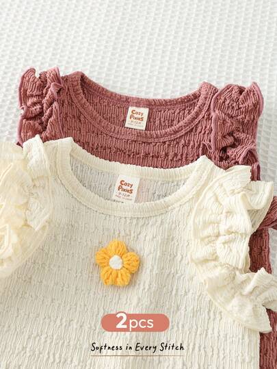 Cozy Pixies 女婴两件套碎花圆领短袖上衣