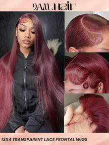 99J Burgundy Lace Front Wigs Human Hair Wigs For Women 13x4 Lace Burgundy Wig Human Hair Pre Plucked Red Lace Front Wigs 180% Density Straight Burgundy Everyday Party Wig - S99J - View 1