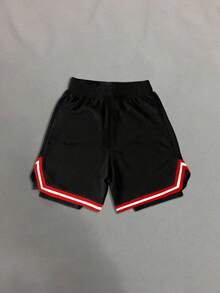 Gym Rark Men's Letter Print Drawstring Waist Double Layer Sports Shorts, Gym - Black - View 2