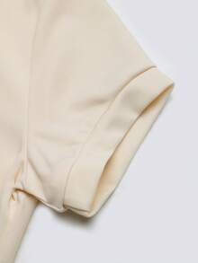 GlowEve Vestido casual de mujer con bordado de caballero y dobladillo plisado, para verano - Beis - Ver 3