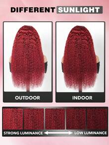 13x4 透明蕾丝前假发，真人发，1B/99J 深波浪卷发，180% 密度，预先拔毛，带婴儿发，1B 酒红色深波浪卷发，女士款 - S1B/99J - 查看 6