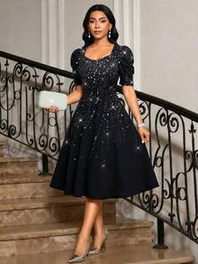 SHEIN Lady Summer Dress Elegant Dress Holiday Dress - Black - View 5