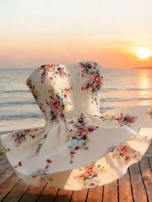 Elenzga Top bandeau con estampado floral para mujer - Multicolor - Ver 1